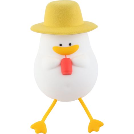 Veilleuse en silicone rechargeable USB, lampe de nuit LED canard mignon avec support pour téléphone et chapeau, luminosité réglable. (1/5)