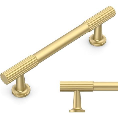 10 Pièces Poignee de Meuble Cuisine Laiton brossé 96mm Alliage de zinc Poignées Meubles avec Vis, pour Bureaux, Tiroirs, Armoires, Placard (1/5)