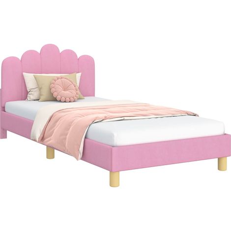 Children's Bed Frame with Headboard Pink 90 x 190 cm Fabric vidaXL