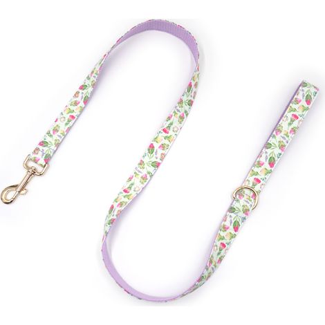 Collier et laisse pour chien floral XL en coton avec boucle dorée ajustable (1/2)