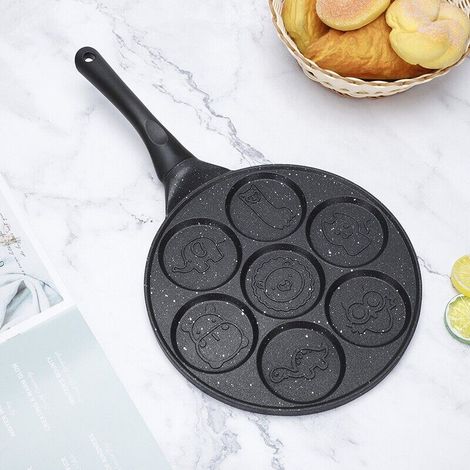 Poêle à œufs 7 trous, 26 cm, antiadhésif, idéal pour crêpes, galettes, pancakes et œufs brouillés – Poêle multifonction pour cuisinière électrique, vitrocéramique et gaz (1/5)