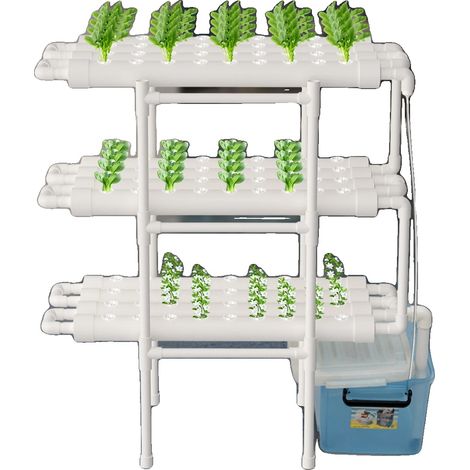 Système de culture hydroponique, design à 3 niveaux, 108 sites de plantation, BLANC (1/2)