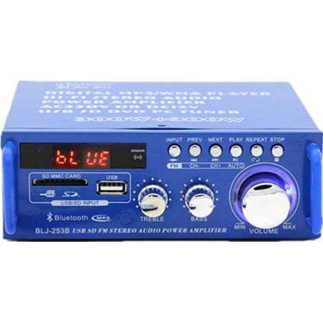 Amplificateur Audio Stéréo - 600 W - 2 Canaux HIFI - Bluetooth - Radio FM - Alimentation 12 V / 220 V - 1 Pièce