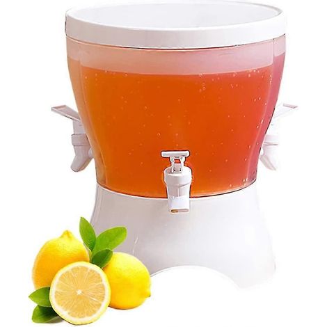 Distributeur de boissons, distributeur de boissons pour réfrigérateur avec 3 robinets, distributeur d'eau rotatif de 5 l pour la préparation de thé, de lait et de fruits, idéal pour les fêtes à la mai (1/5)