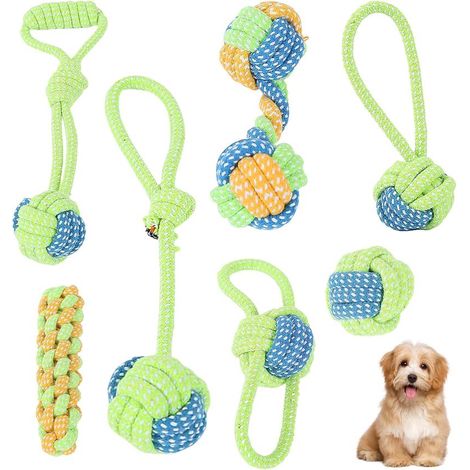 Lot 7 jouets chien corde coton, naturel non toxique (1/5)