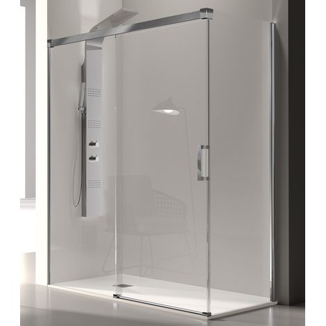 Paroi de douche fixe + Porte coulissante GLASÉ 160 cm Paroi latérale : 76 - 79 cm