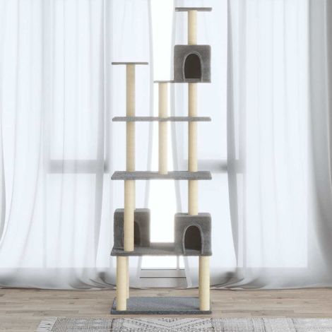 vidaXL Rascador para gatos con postes de sisal gris claro 188 cm (1/5)