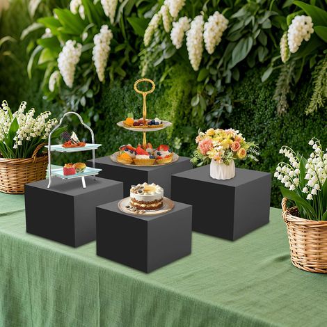 4 stands Self - service, 8 - 12 pouces porte - gâteaux, présentoir acrylique, Cupcake Collection bijoux sculpture cosmétiques (4ps, noir) (1/5)