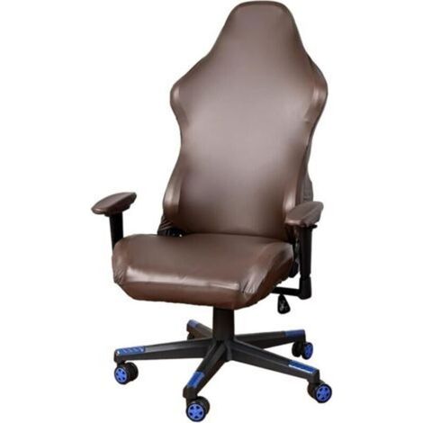 Housses de chaise de jeu en similicuir, imperméables, extensibles et amovibles, pour fauteuil de bureau inclinable - Marron