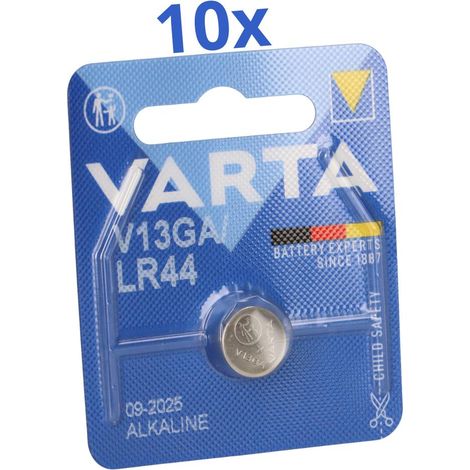 10x Varta Knopfzelle Electronics V 13 GA / A76 / LR 44 Alkaline 1,5 V 1er Blister (1/5)