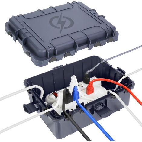 Grande rallonge électrique étanche pour l'extérieur - 8 joints d'étanchéité - Résistant aux intempéries - Protection IP54 - Multiprise - Minuteur - Prise de courant - Décoration lumineuse de vacances (1/5)