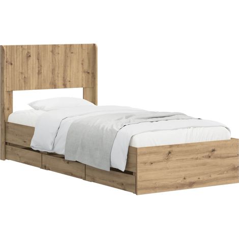 Bed Frame with Storage and Headboard Artisan Oak 90 x 200 cm vidaXL (1/5)