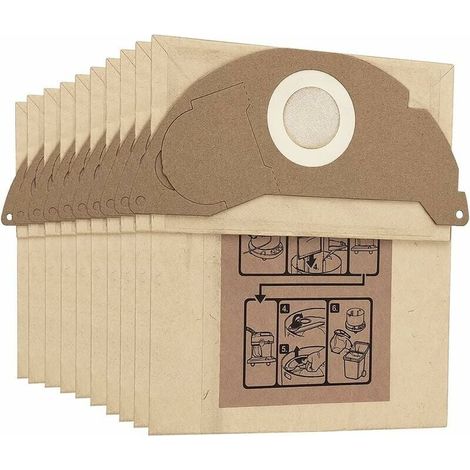 Lot de 10 sacs de rechange pour aspirateur Kärcher WD2 MV2 WD2250 A2004 A2054 6.904-322.0 (1/5)