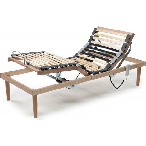 Talamo Italia - Rete letto singolo Arby, Rete a doghe in legno con motore, 100% Made in Italy, Rete ortopedica reclinabile motorizzata, Cm 80x190h 34