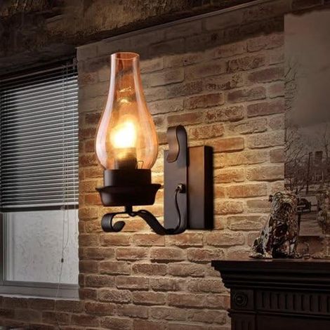 Rustikale Wandlampe Vintage Landhausstil Industrielles Glas Für Arbeitszimmer, Schlafzimmer, Wohnzimmer, Flur und Kamin (1/5)