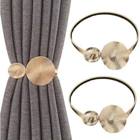 CSPARKV 38cm Lot de 2 embrasses de rideau en métal doré moderne - Accessoires pour l'intérieur du salon et de la chambre à coucher (feuille de lotus) (1/5)