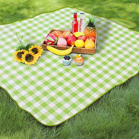 300  200CM Couverture Pique Nique,Nappe Pique Nique,Tapis Pique Nique, Pliable avec Poignée,Convient pour la Randonnée Voyage Camping en Plein Air,Parc,Le Jardin, Le Plage, Le Camping(Vert) (1/5)
