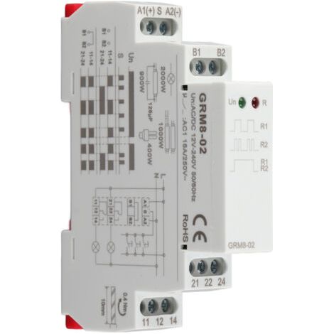 GRM802 Relais à impulsion électronique, relais à verrouillage, relais mémoire, AC/DC 12-240 V (1/5)