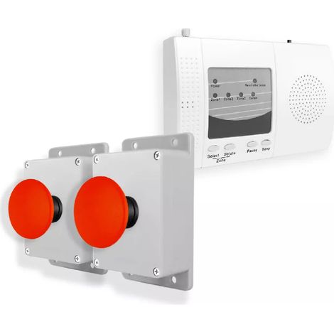 Alerte panique 300m sans fil - 2 boutons coup de poing sur piles & Carillon - 4 zones / 4 Sortie NO / NC & 1 sortie 12V (1/5)