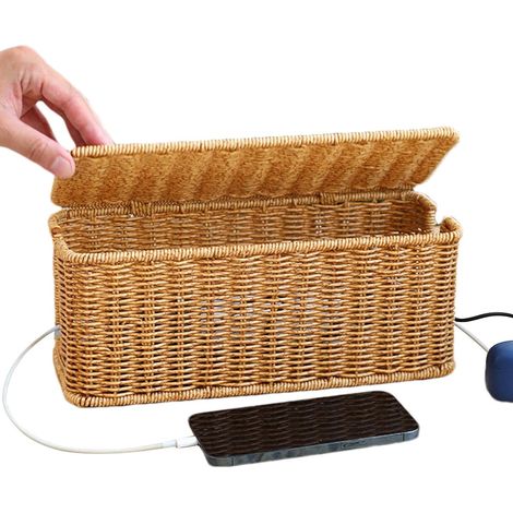 Cable Management Box, Charging Station Basket, Cord Hider Box, Charging Basket, Cable Management Box with Lid for Organizing Cords and Charging Stations for TV and Computers (1/5)