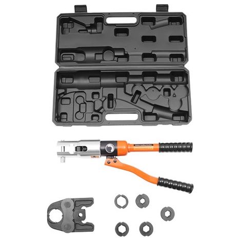 10T Hydraulic Pipe Crimper Aluminum Tube Press Clamp Pliers Crimping Tool 5 Dies