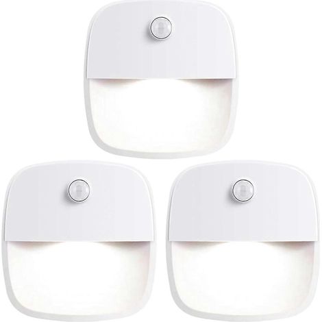 Lot de 3 veilleuses à détecteur de mouvement à piles, pour l'intérieur. (1/5)