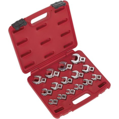 Sealey Crows Foot Open-End Spanner Set 15pc 3/8""Sq Drive Metric AK59891