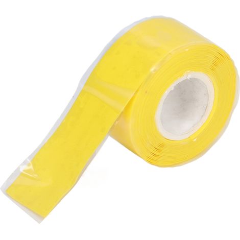 Ruban adhésif silicone 3 mètres étanche, auto-amalgamant pour réparation de tuyauterie et raccords, jaune (1/5)