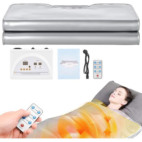 Couverture Sauna Infrarouge, 2 Zones Far Infrared Sauna Blanket Portatif, Couverture Thermique de Thérapie Infrarouge Lointain Home Spa pour Désintoxication Fitness Beauté (1/5)