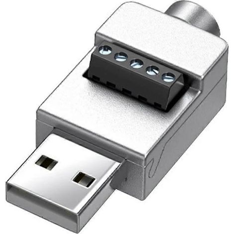 Adaptateur USB 2.0 sans soudure avec boîtier métallique, borniers USB 2.0, connecteur de données et bornier à vis USB. (1/5)