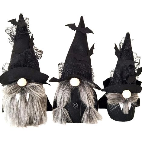 3 pièces Halloween Gnome Poupée En Peluche Poupée Sans Visage avec Longue Barbe Halloween Table Étagère Accessoires Photo Décoration Gnomes Ornement Cadeaux pour Enfants (1/4)