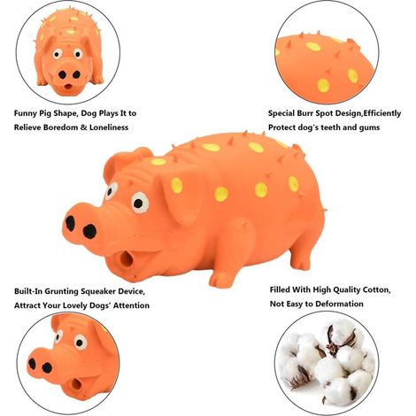 Quietschendes, schweinchenförmiges Hundespielzeug, interaktives Kauspielzeug aus Gummi für kleine, mittlere und große Hunde (1/5)