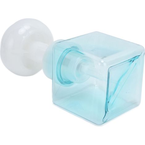 Flacon mousseur carré en plastique PETG de 250 ml, en forme de fleur, pour emballage cosmétique, bleu transparent (1/5)
