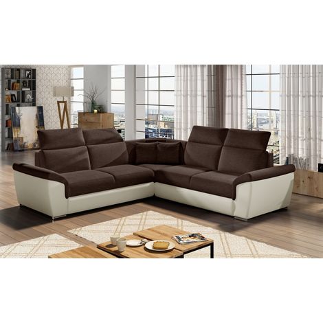 Canapé d'angle FREDERICO Marron avec couchage 120x200cm 266x266cm (1/2)