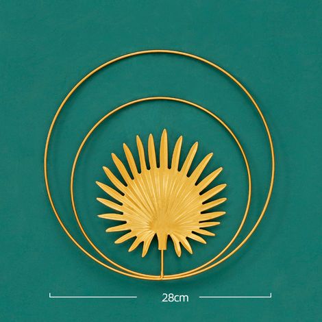Décoration murale ronde dorée et lumineuse, ornement mural luxueux en forme de feuille de palmier double ronde pour la maison (1/5)