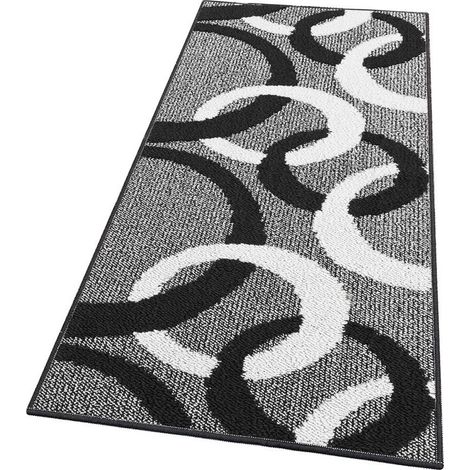 Tapis De Cuisine Tridimensionnel Cercles 3D Absorbant Doux Moderne Antidérapant Noir - 50x100 Cm (1/4)