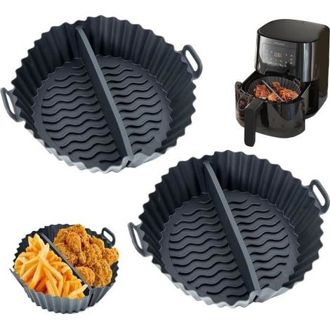 Moule Silicone Friteuse à Air 2 Pcs - Réutilisable - Noir - 20x16x6.5 cm (1/4)