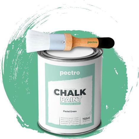 Kreidefarbe - PECTRO - PASTELLGRÜN - 750ml - Holzpinsel - Matte Oberfläche