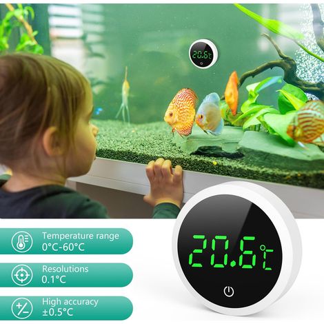 Thermomètre d'Aquarium Numérique LED Sans Fil Haute Précision pour Poisson Tropical et Température de l'Eau de l'Aquarium