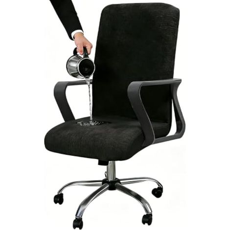 Housse de Siège Noire Élastique – 130×50 cm – pour Chaise de Bureau, Gaming – Adaptable Hauteur 70-80 cm, Largeur 45-58 cm – Deux Fermetures Éclair – Lavable Machine – Antidérapante (1/5)