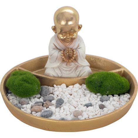 Figura di Buddha orientale in resina dorata per la decorazione Zen e spiritualità (1/4)