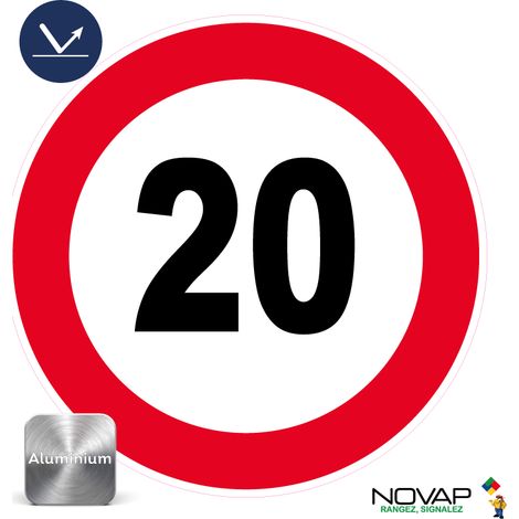 Panneau Vitesse limitée 20km/h - Rétroréfléchissant Classe 1 - Alu Ø450mm - 4010939
