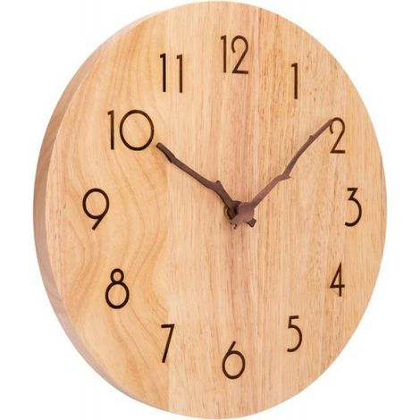 Horloge Murale Bois, 30 cm Horloge Murale Design Moderne, Geante Horloge Murale Silencieuse, Vintage Pendule Murale Decoration (1/5)