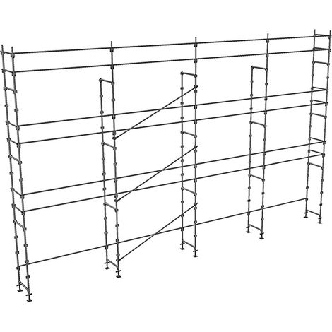 Matisère – Échafaudage fixe de façade 104m² – Structure en acier galvanisé – Hauteur maxi 6m – Surface de travail 13x8m – DUO104S (1/6)