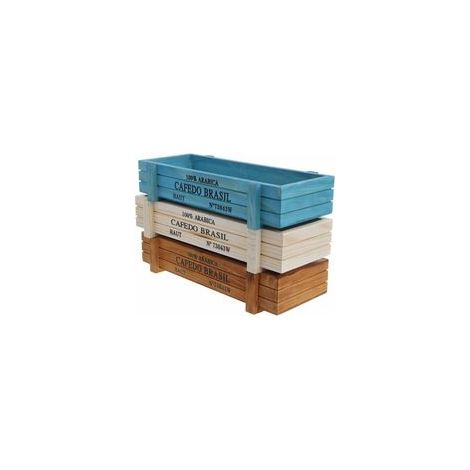 Pot de fleurs en bois naturel Jardinière rectangulaire 22.5 x 8.5 x 4.5cm Lot de 3 Pour plantes herbacées et succulentes (1/5)