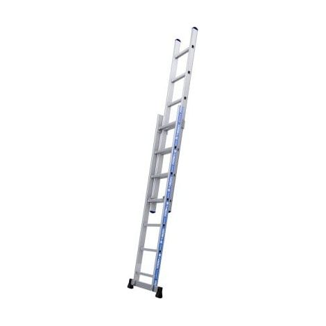 Tubesca Comabi – Échelle télescopique 2 plans 2.06/3.46m – Aluminium – Sabots enveloppants haute sécurité – Verrouillage de sécurité