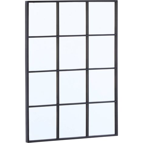 Industrial rectangular steel mirror, Terry, Black, 60x2.5x80 cm