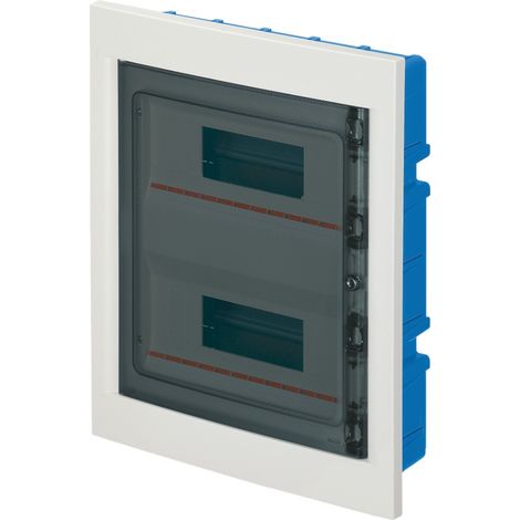 Centralino ad incasso, per cartongesso, 24 (2x12) moduli, bianco, IP40, sportello in policarbonato fumè - Elettrocanali EC63524B