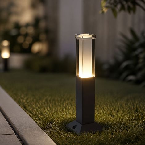 Lampe de jardin LED 30cm en aluminium moulé sous pression, étanche IP65, lumière chaude 3000K, design noir moderne pour extérieur (1/5)
