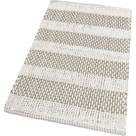 Tappeto Camera Scendiletto Bagno Cotone Intrecciato Tridimensionale Morbido Assorbente Panna - 60x120 Cm